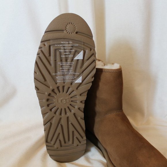 NIB UGG CORY MINI SUEDE SHEARLING LINED ANKLE BOOTIES BOOTS CHESTNUT - Picture 7 of 10